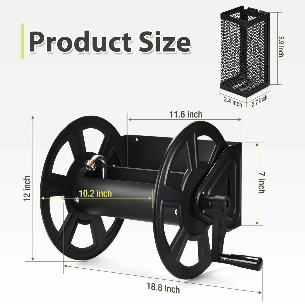 GADFISH hose reel showing 125ft capacity for large yard irrigation