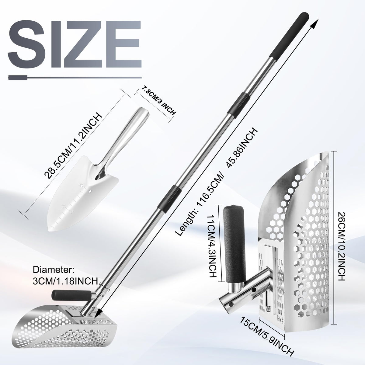 GADFISH sand shovel grip with non-slip handle for precise scooping.