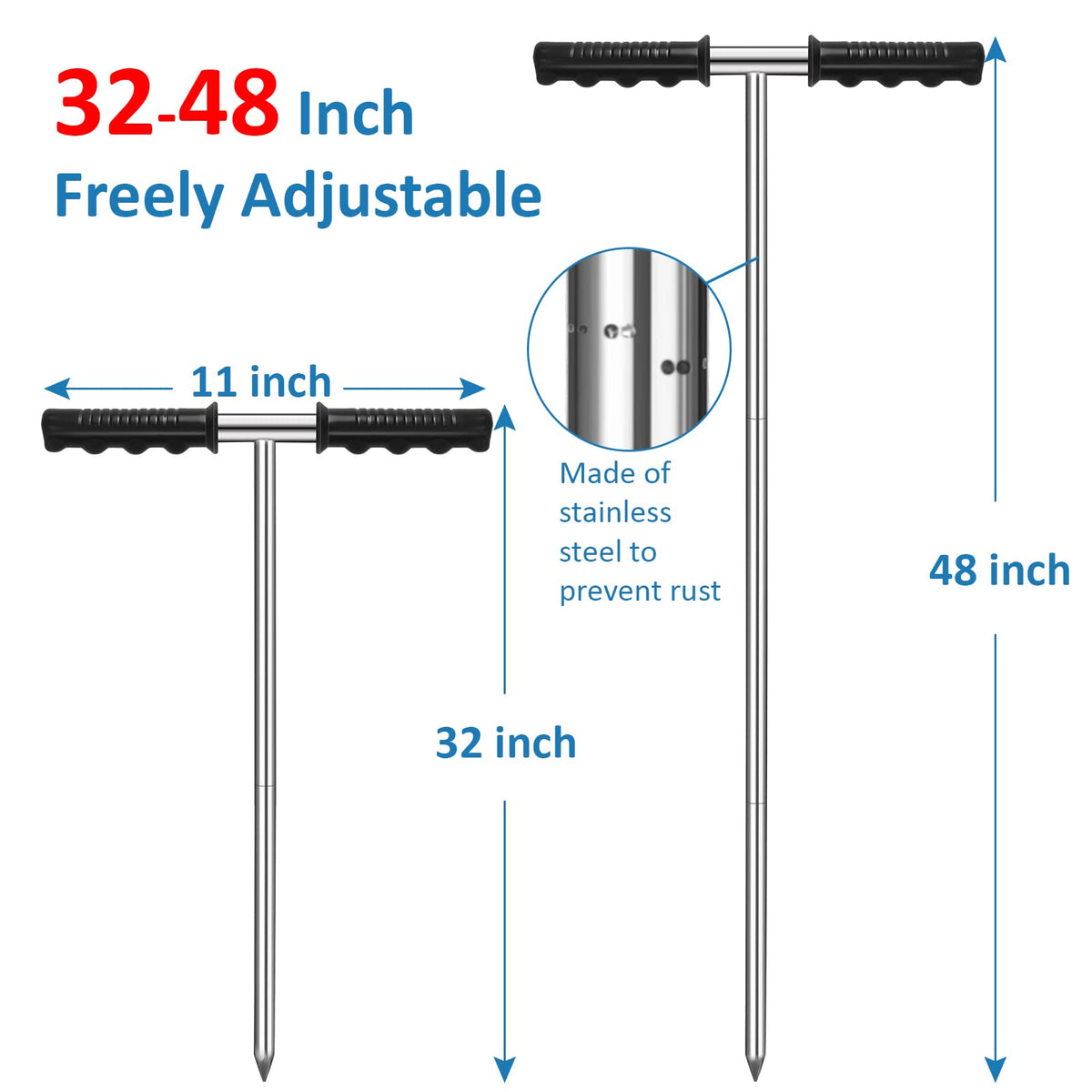 GADFISH T-handle grip on soil probe enables comfortable leverage during work.