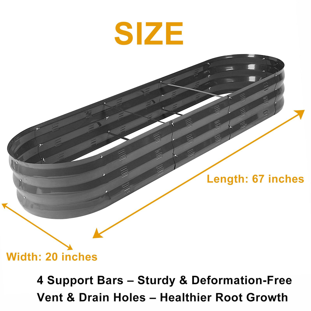 GADI 67-inch bed features steel plates for durable outdoor use.