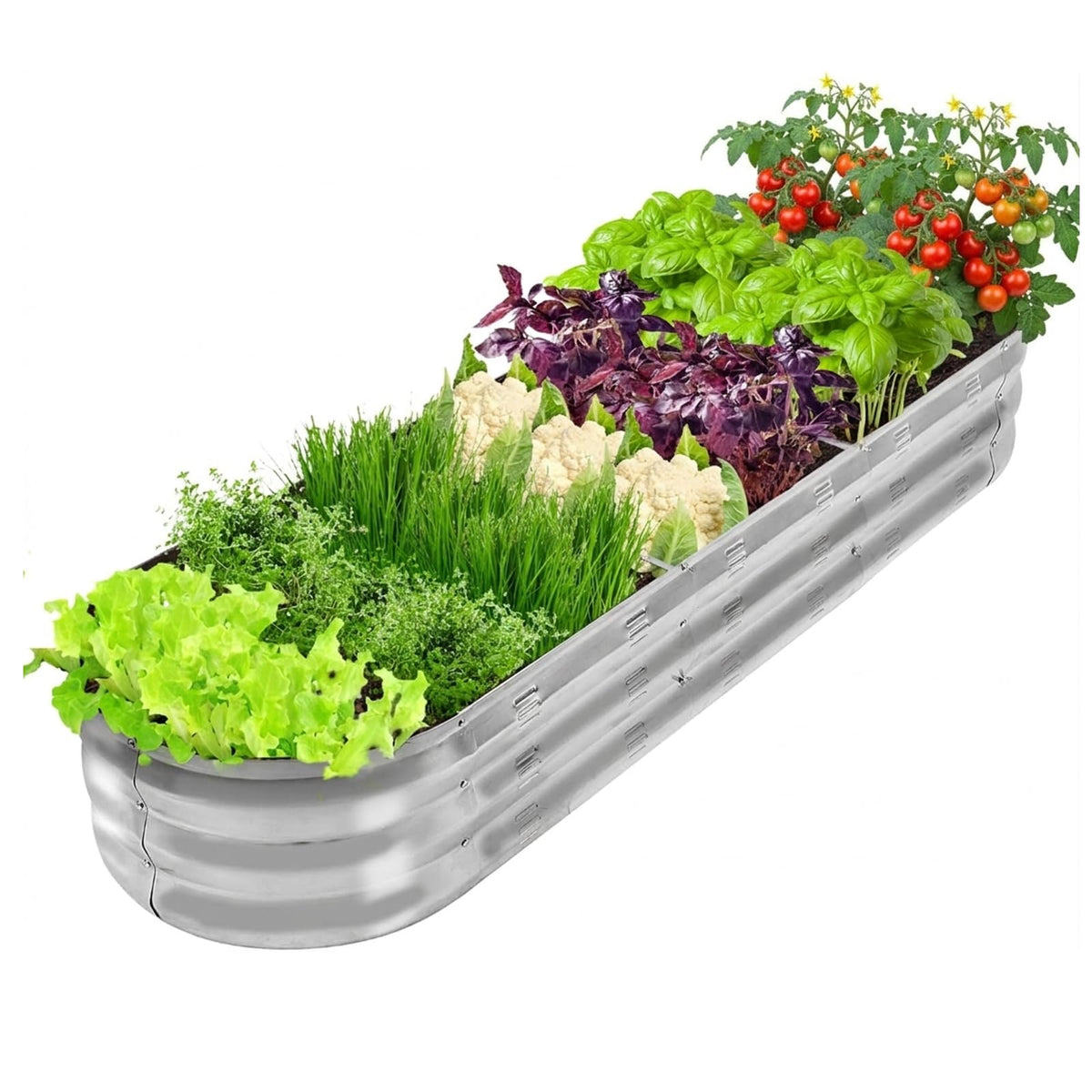 GADI 67-inch galvanized raised garden bed front view for spacious vegetable and flower planting