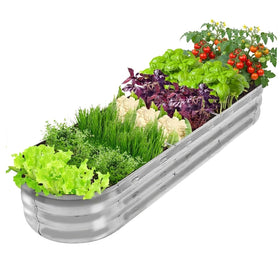 GADI 67-inch galvanized raised garden bed front view for spacious vegetable and flower planting