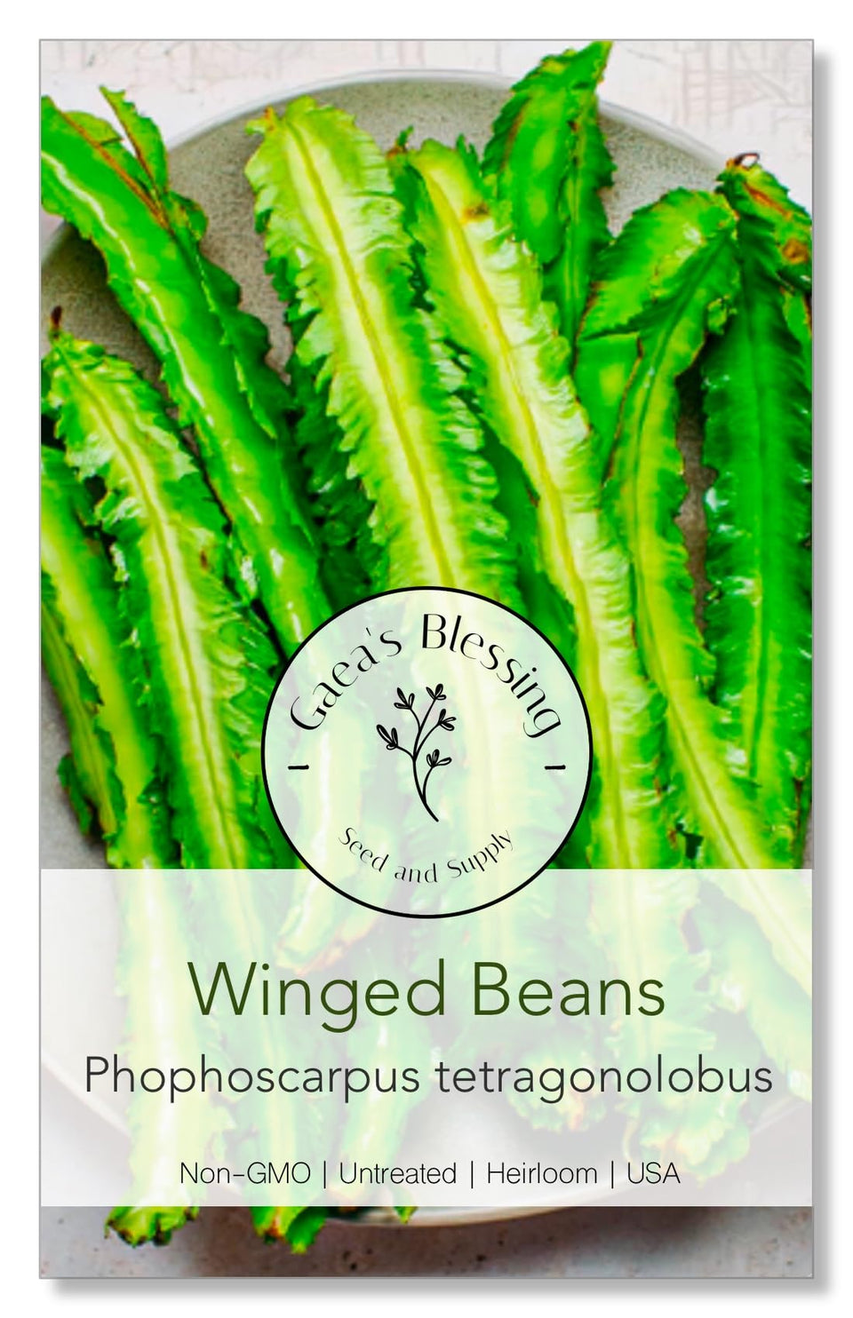 Gaea's Blessing Winged Bean seeds seed packet, non-GMO and open-pollinated for reliable gardening.