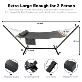 Gafete double hammock 144 inches long, spacious for two people to relax together.