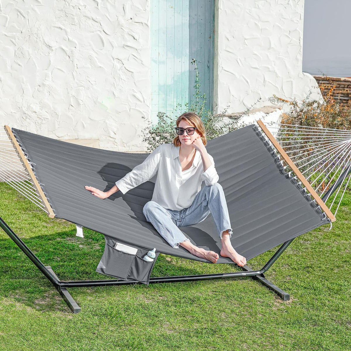 Gafete haze gray finish suits any backyard and blends with outdoor decor.