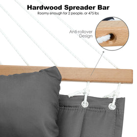 Gafete outdoor hammock setup by garden or poolside for leisurely afternoons.