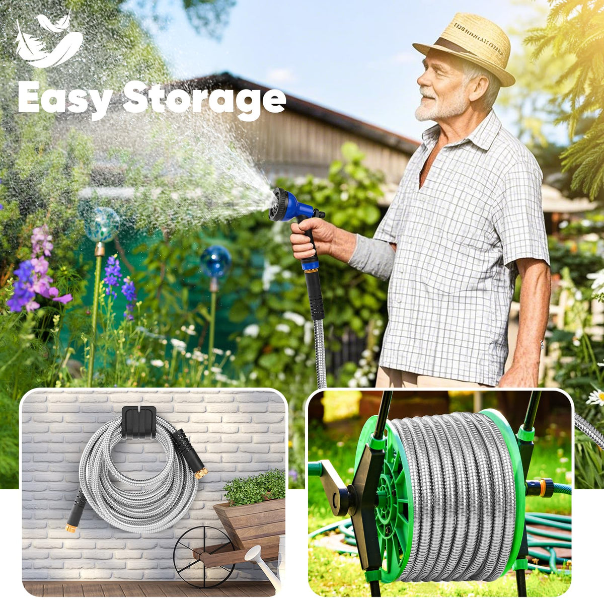 GAGALUGEC durable stainless-steel hose handles rough terrain and thorny plants