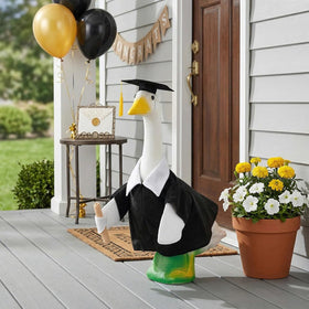 Gaggleville 100% polyester fabric highlights durable, easy-care material.