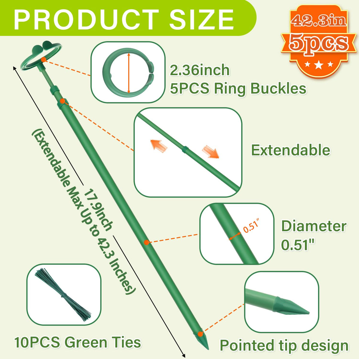GAGINANG clips and ties included for quick, tool-free plant support