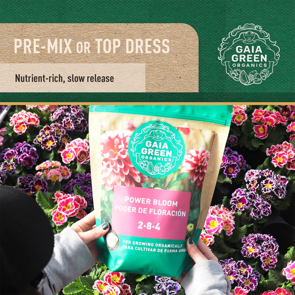 Gaia Green Power Bloom reflects Gaia Green's eco-friendly farming ethos.
