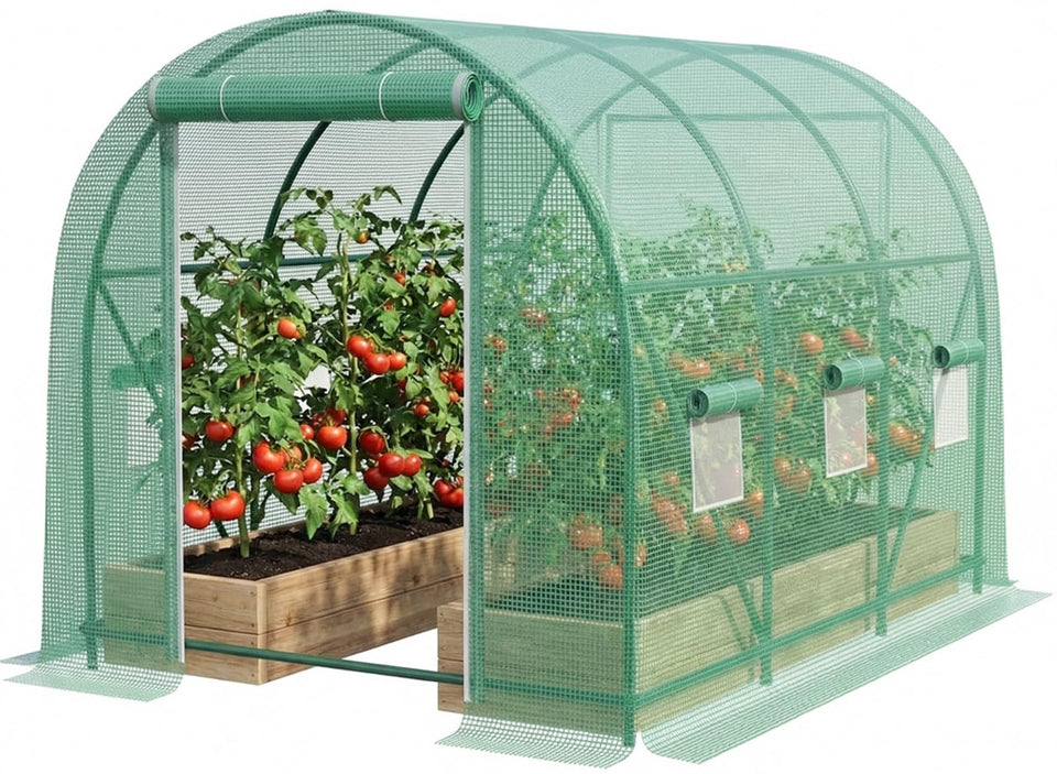 Gaildon 12×7×7 ft greenhouse heavy-duty frame supports durable outdoor setup.
