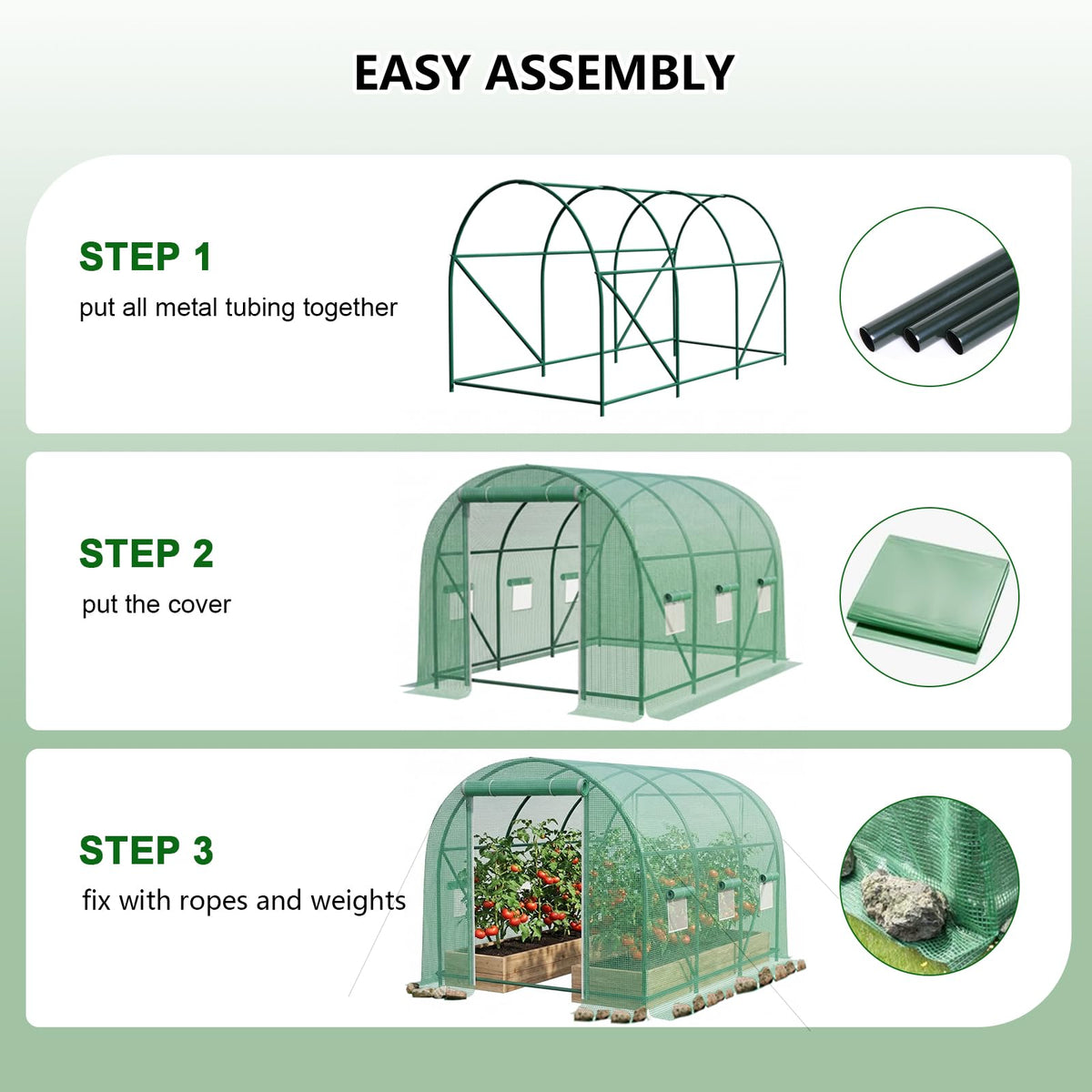 Gaildon outdoor-use greenhouse fits garden, patio, or backyard setups.