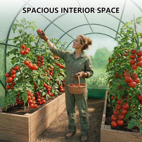 Gaildon greenhouse with ventilated mesh windows promotes air circulation.