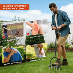 GAINO lawn aerator in action promoting thorough soil loosening.