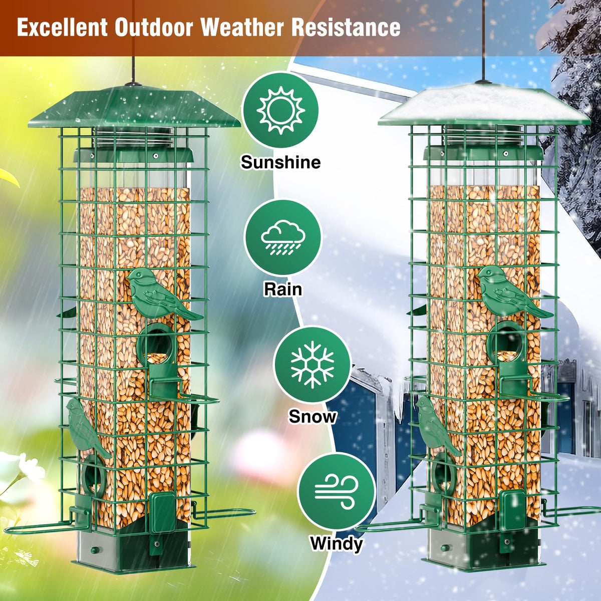 GAINSEN easy-fill clean bird feeder simplifies refilling and maintenance.