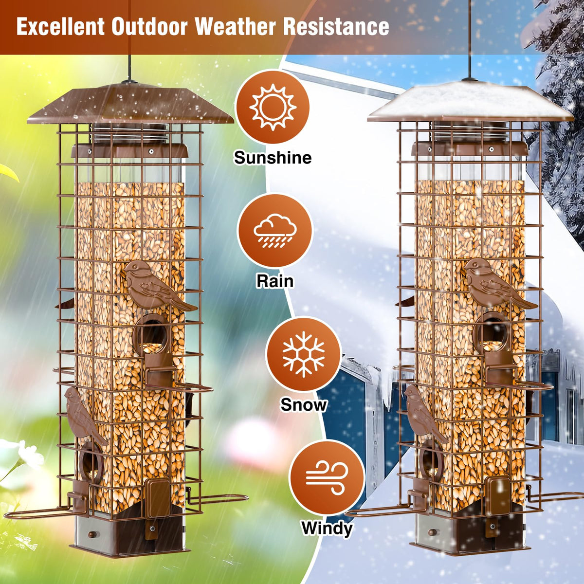 GAINSEN outdoor hanging bird feeder suits decks and gardens.