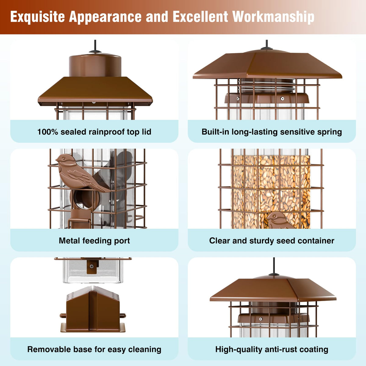 GAINSEN rust-resistant metal feeder stands up to outdoor weather.