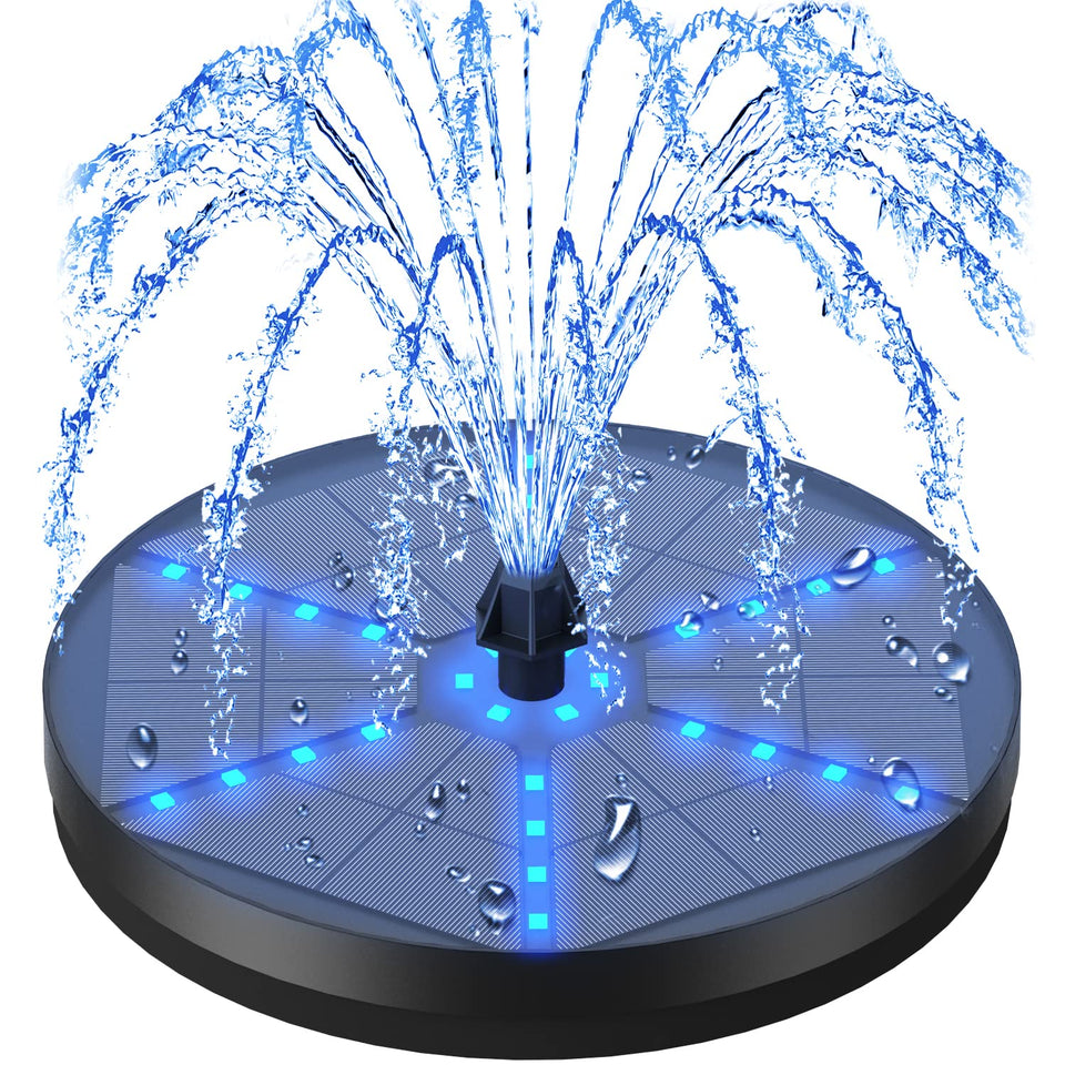 GAIZERL solar bird bath fountain with a colorful LED light show for evening ambiance