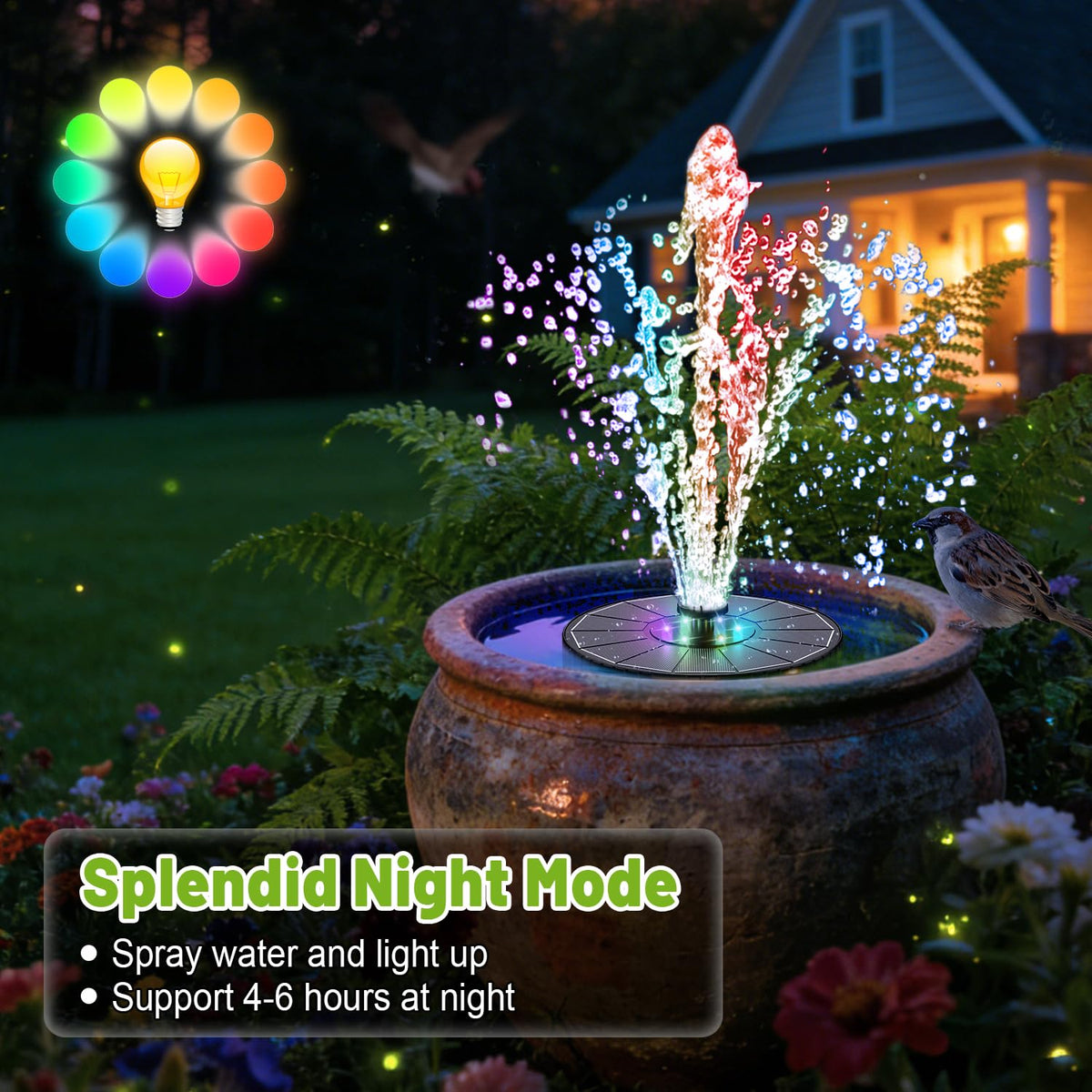 GAIZERL 2000mAh battery powers after-sunset water display