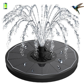 GAIZERL 3.5W solar fountain with glass panel brightens a garden bird bath.