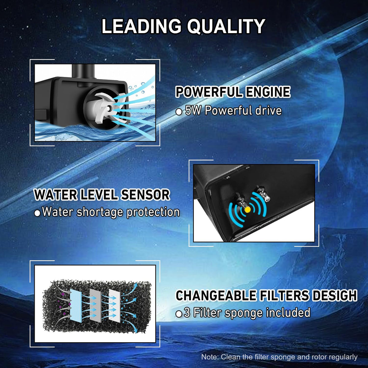 GAIZERL 4000mAh battery enables day and night LED fountain operation