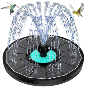 GAIZERL cyan flower solar fountain in sunlit setup attracts birds to your garden.