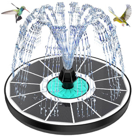 GAIZERL cyan flower solar fountain shows vibrant water spray for birds