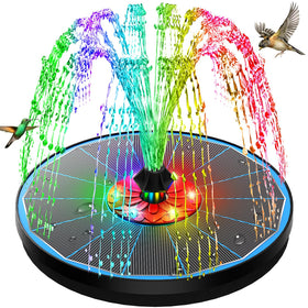 GAIZERL solar bird bath fountain in garden with red flower design attracting hummingbirds