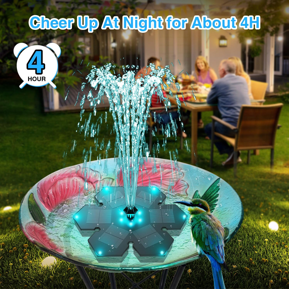 GAIZERL solar bird bath installation in direct sunlight.