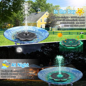 GAIZERL solar fountain with 2-row LED lights delivers a vivid night water display.