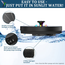 GAIZERL Solar Fountain 2200mAh battery for daytime spray and night lighting