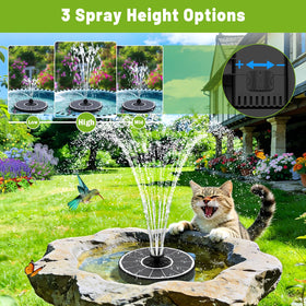 GAIZERL solar fountain operating with battery power during cloudy days.