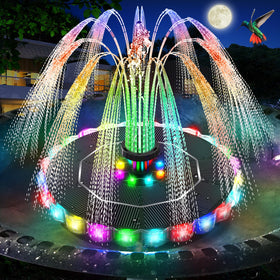 GAIZERL solar fountain LED ring—nighttime ambiance for bird baths