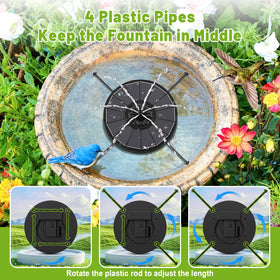 GAIZERL solar fountain with 7 nozzles delivering 8 spray patterns