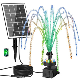 GAIZERL solar fountain pump with adjustable glass panel for flexible placement in gardens.