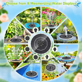 GAIZERL solar fountain seven nozzles for customizable spray patterns