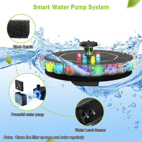 GAIZERL fountain operates best in direct sunlight for daytime spray