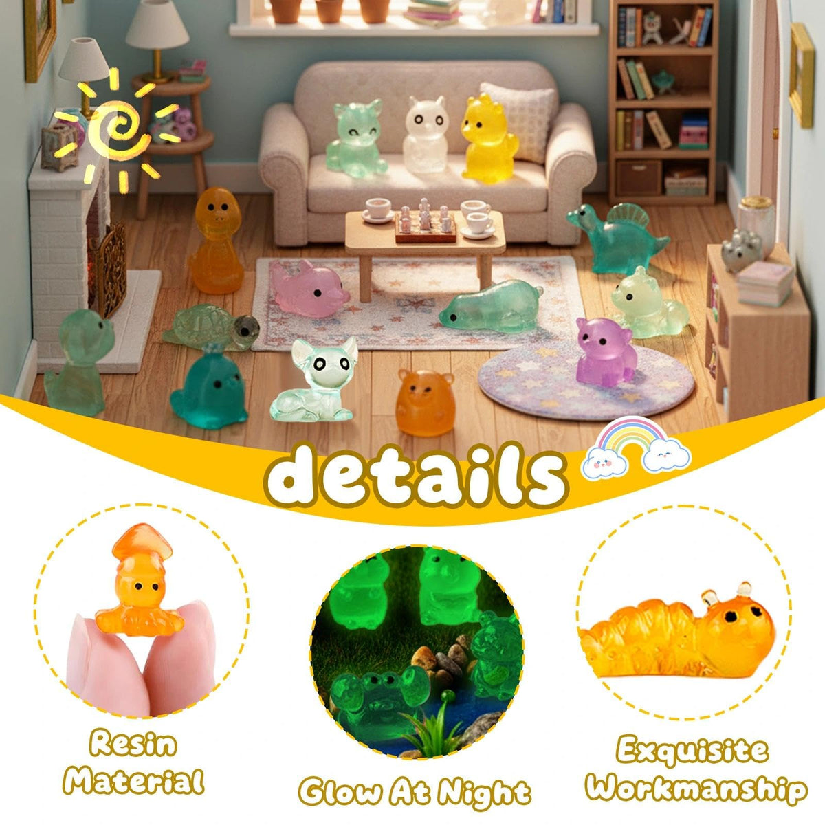 GALAOMA luminous dinosaurs brighten mini landscapes for imaginative displays.