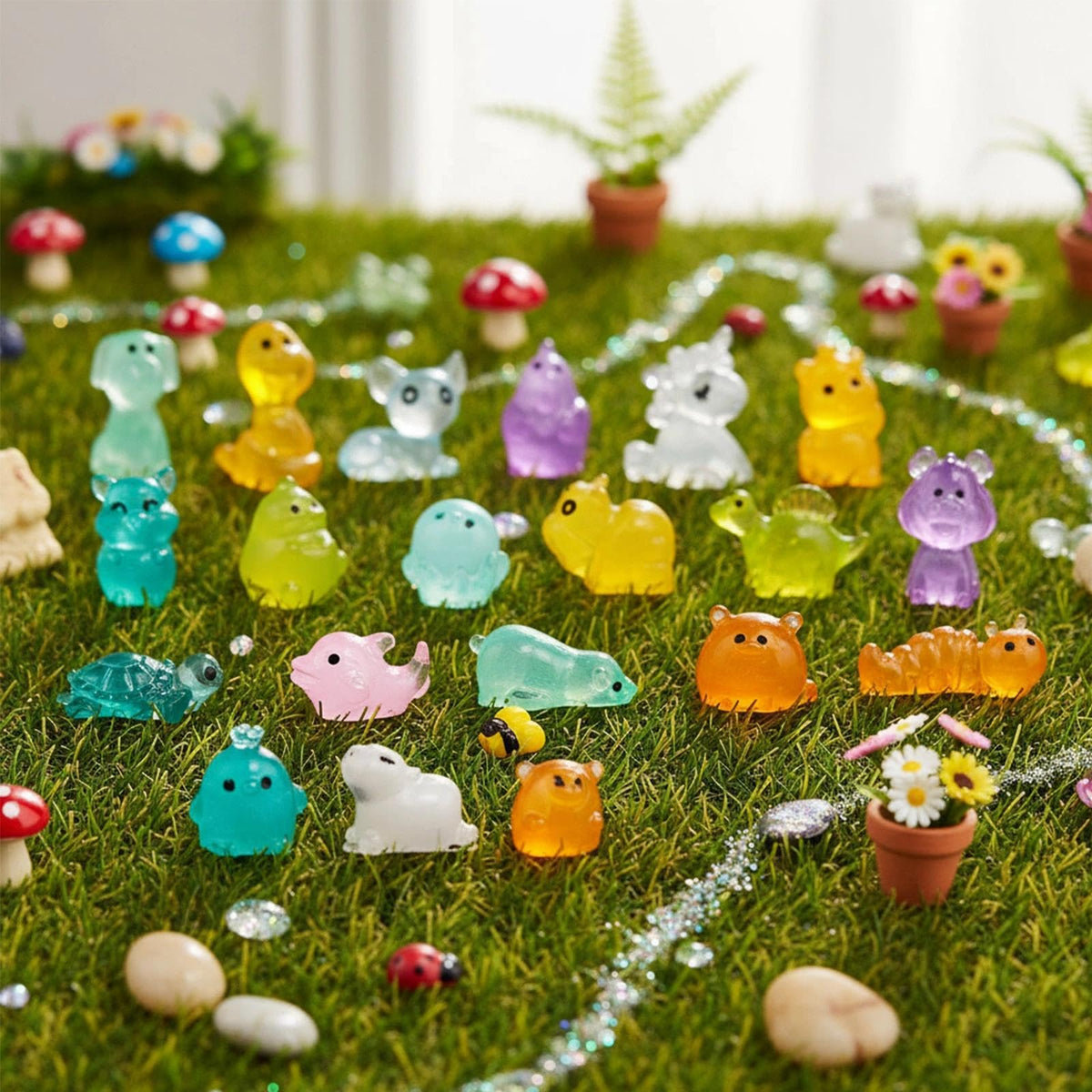 GALAOMA dogs glow gently, brightening dollhouses or fairy garden setups.