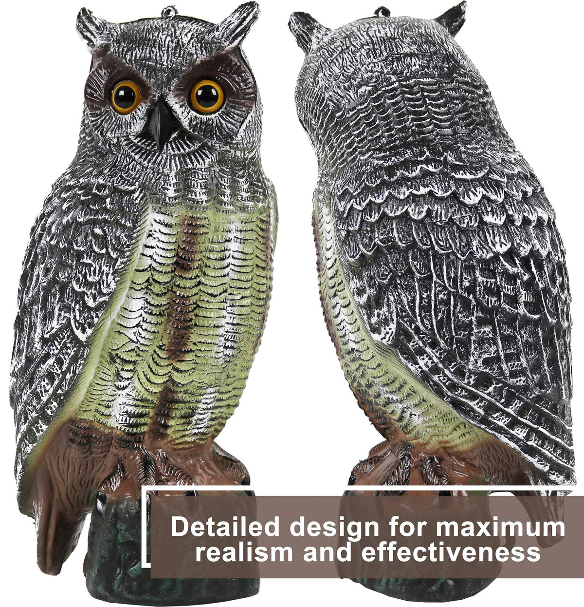 Galashield Owl Decoy sturdy base fills with sand to ensure stable placement.