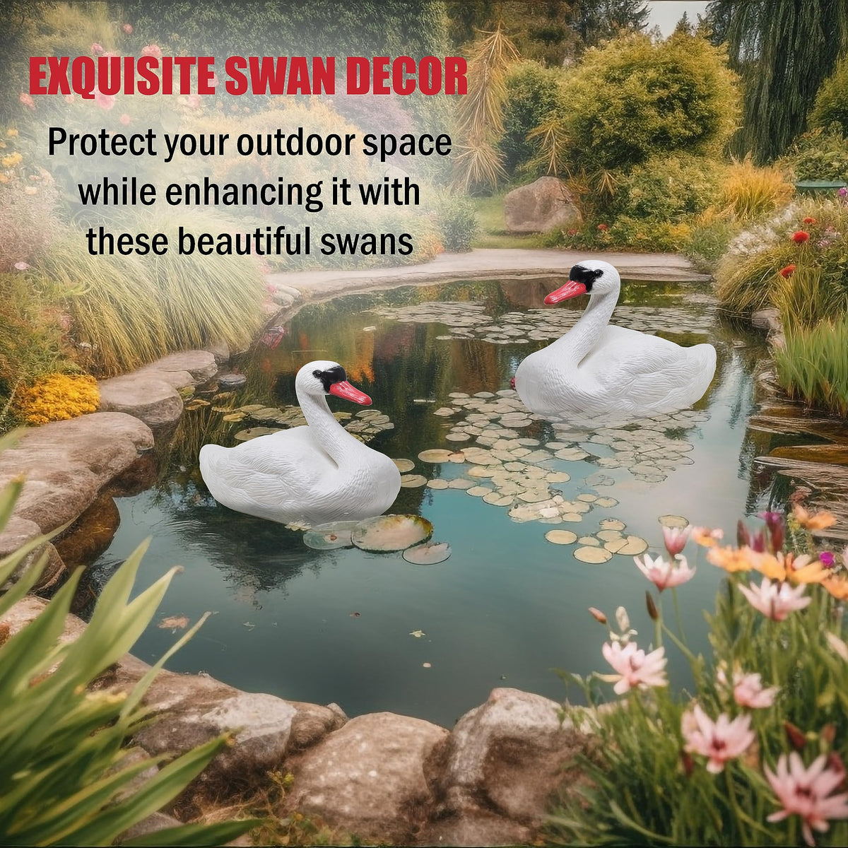 Galashield Swan deterrent in pond helps discourage geese and other birds.