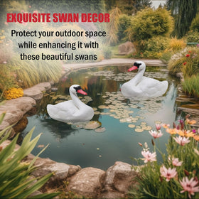 Galashield Swan deterrent in pond helps discourage geese and other birds.