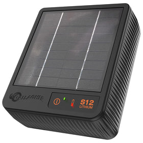 Gallagher S12 solar fence charger front view for portable pasture protection