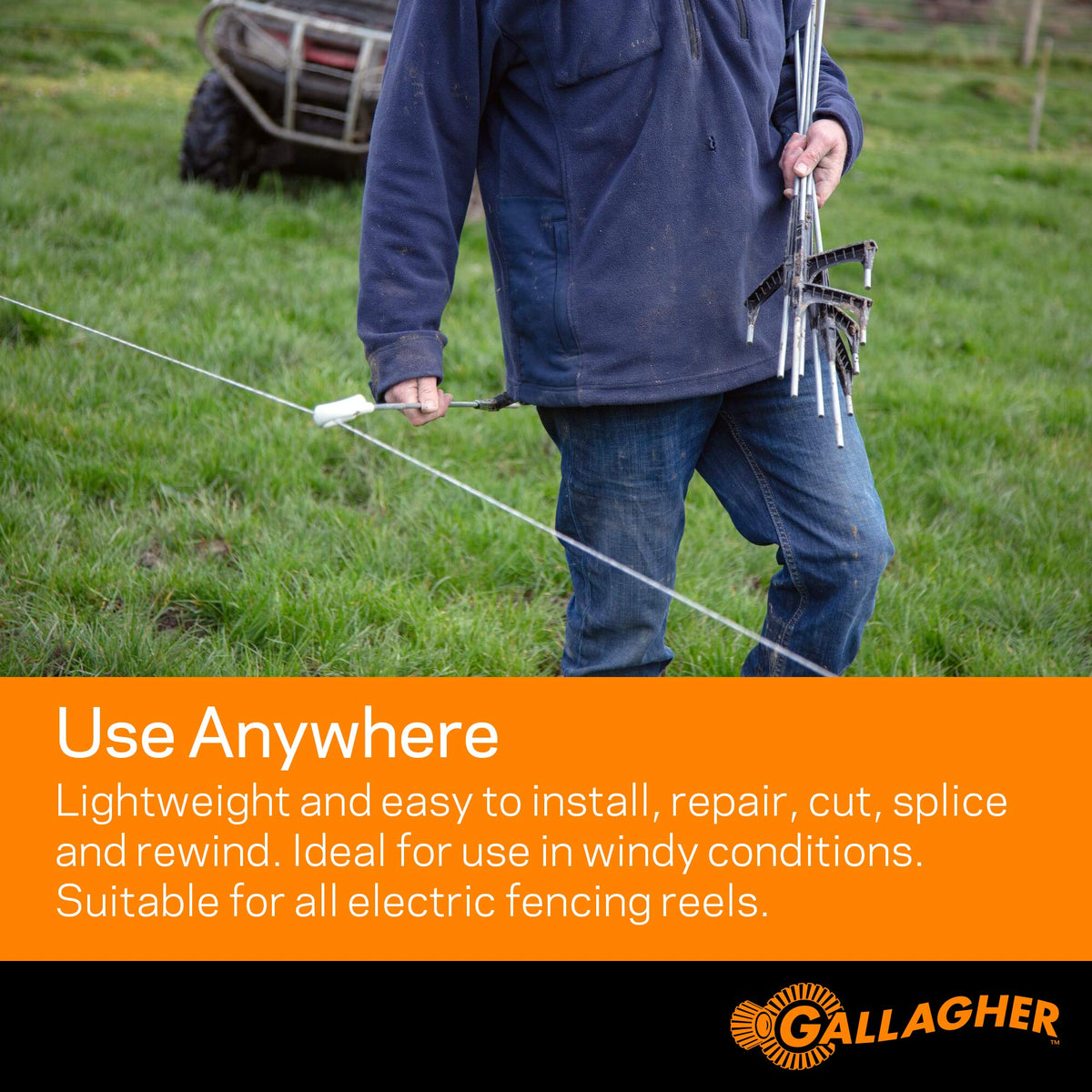 Gallagher UV resistant stainless fence wire suitable for outdoor use and durability.