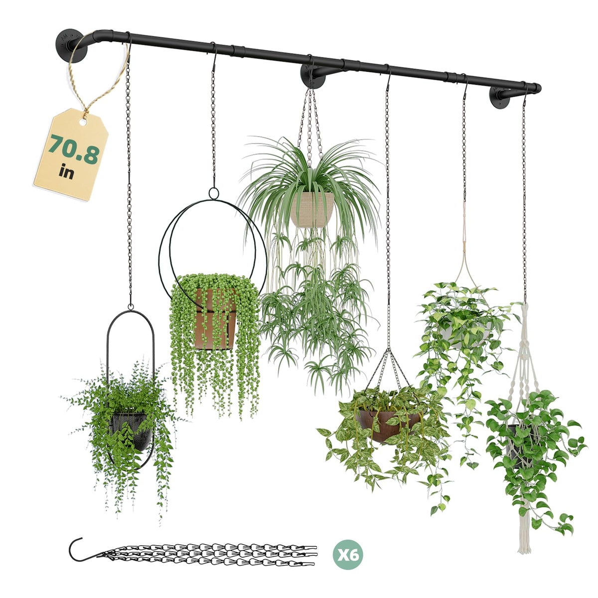 Galood plant hanger with six chains and 70.8-inch length for large indoor displays.