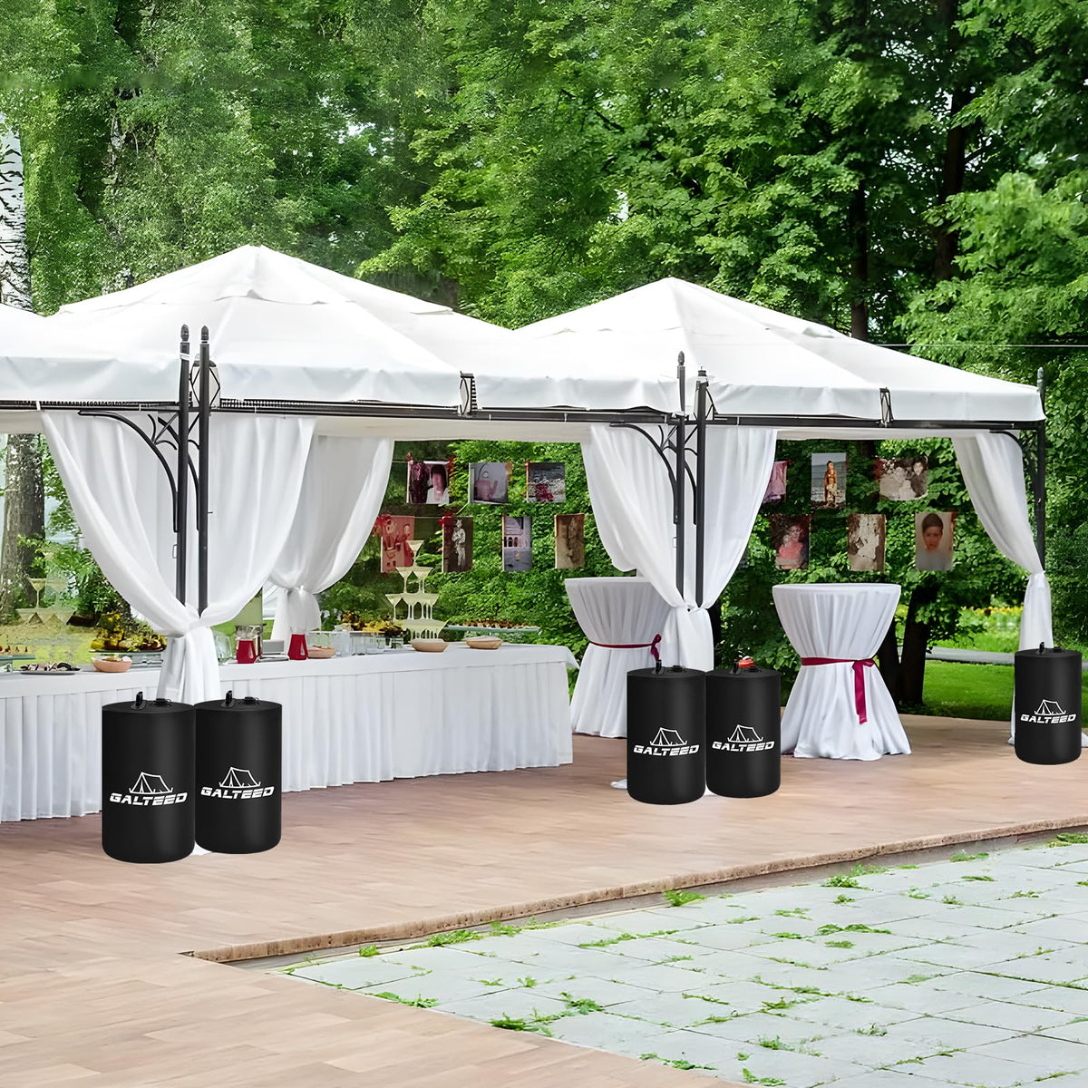 GALTEED all-in-one tent stabilizers keep shade structures steady.