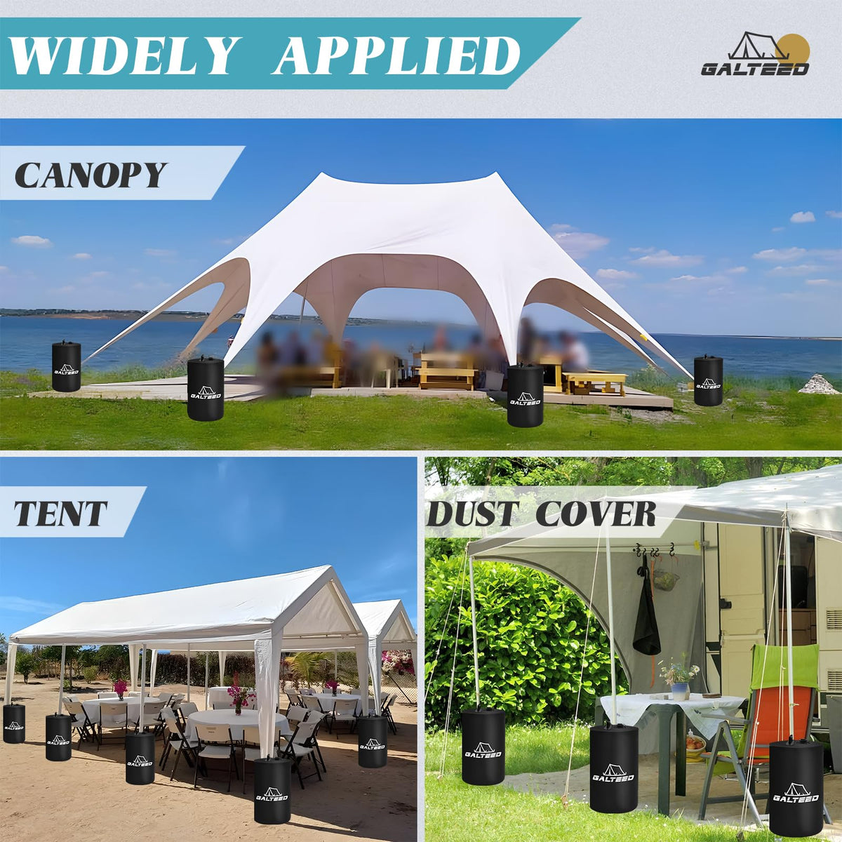 GALTEED compatible with most pop-up tents, gazebos, and beach awnings.