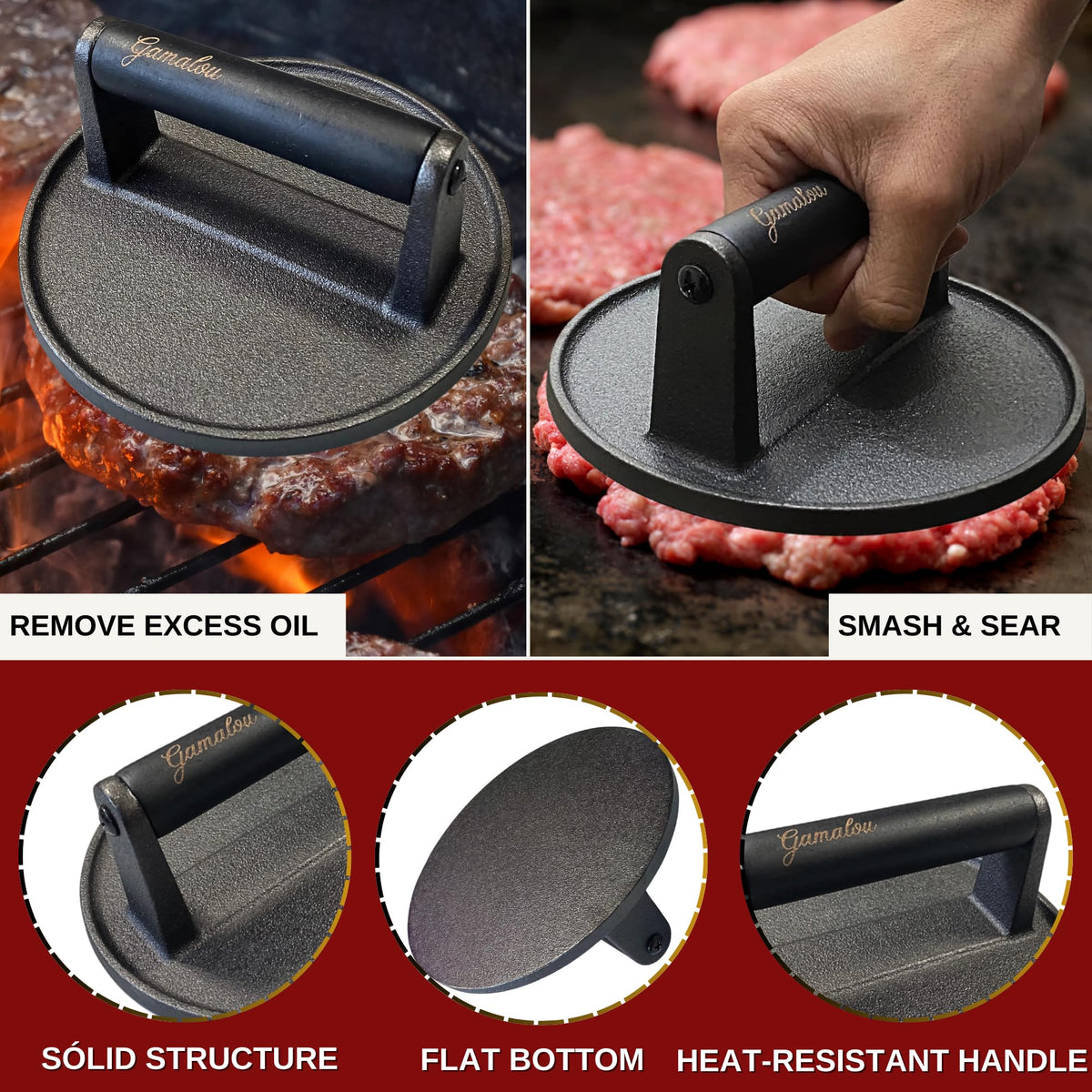 Gamalou 3-in-1 Patty Maker shapes sliders and stuffed burgers
