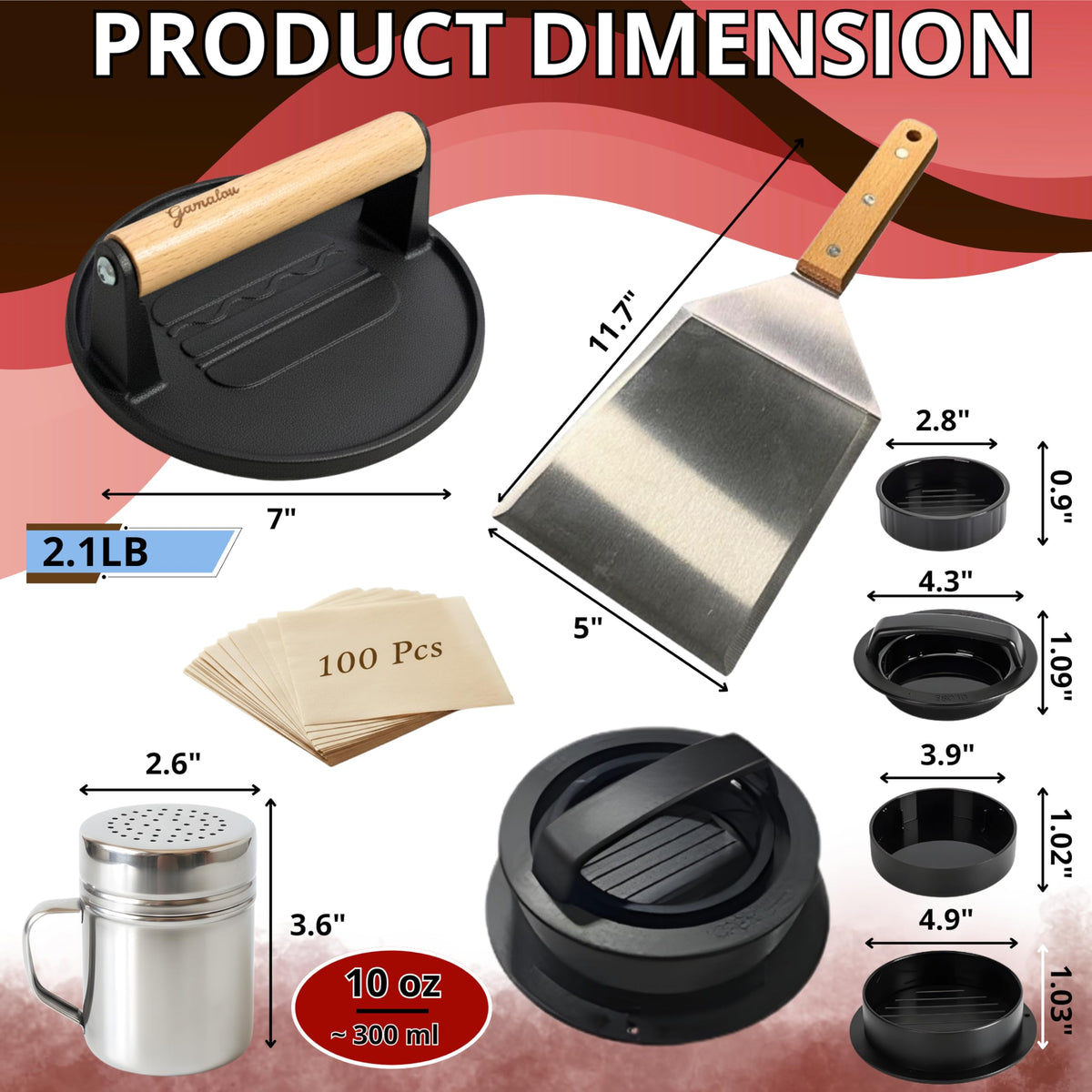 Gamalou 3in1 burger press patty maker shapes uniform patties.
