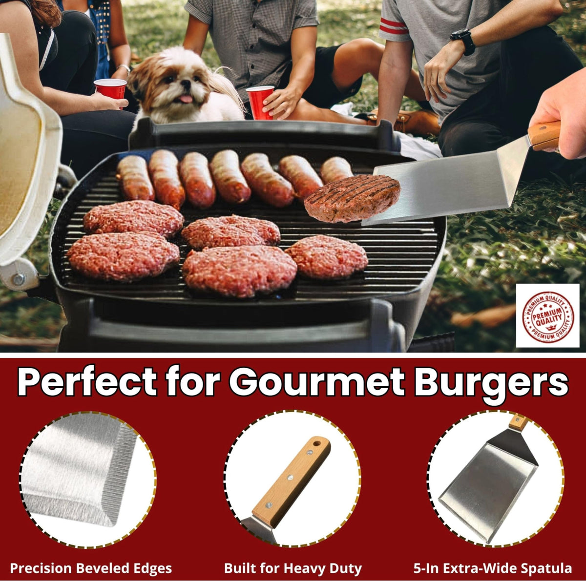Gamalou cast iron press with wood handle for durable grip and control.
